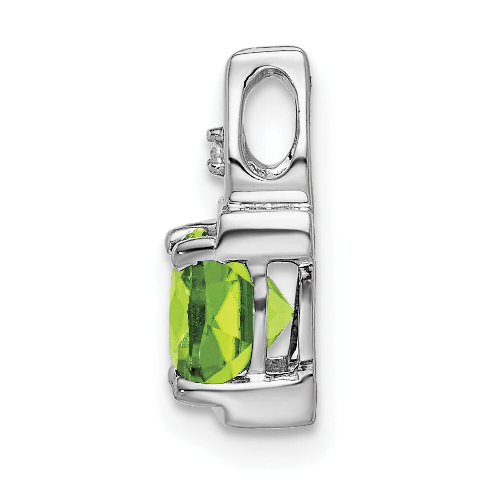 14k White Gold Peridot and Diamond Pendant-PM7054-PE-001-WA