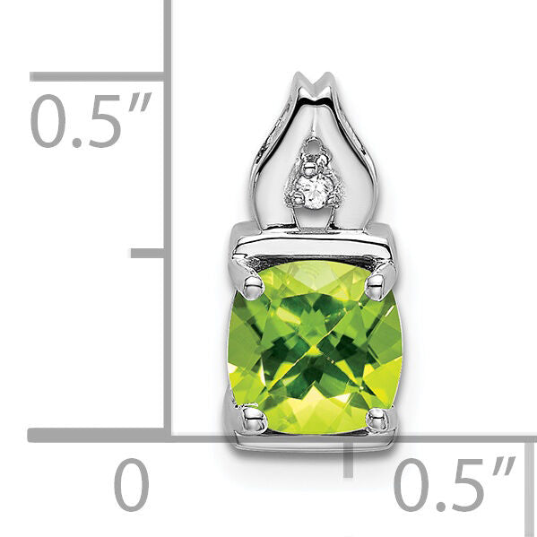 14k White Gold Peridot and Diamond Pendant-PM7054-PE-001-WA