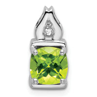 14k White Gold Peridot and Diamond Pendant-PM7054-PE-001-WA
