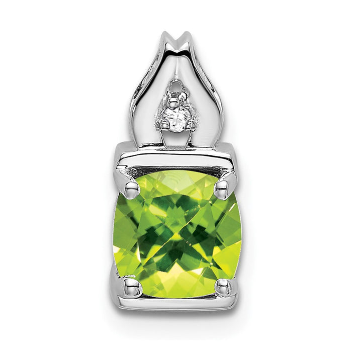 14k White Gold Peridot and Diamond Pendant-PM7054-PE-001-WA