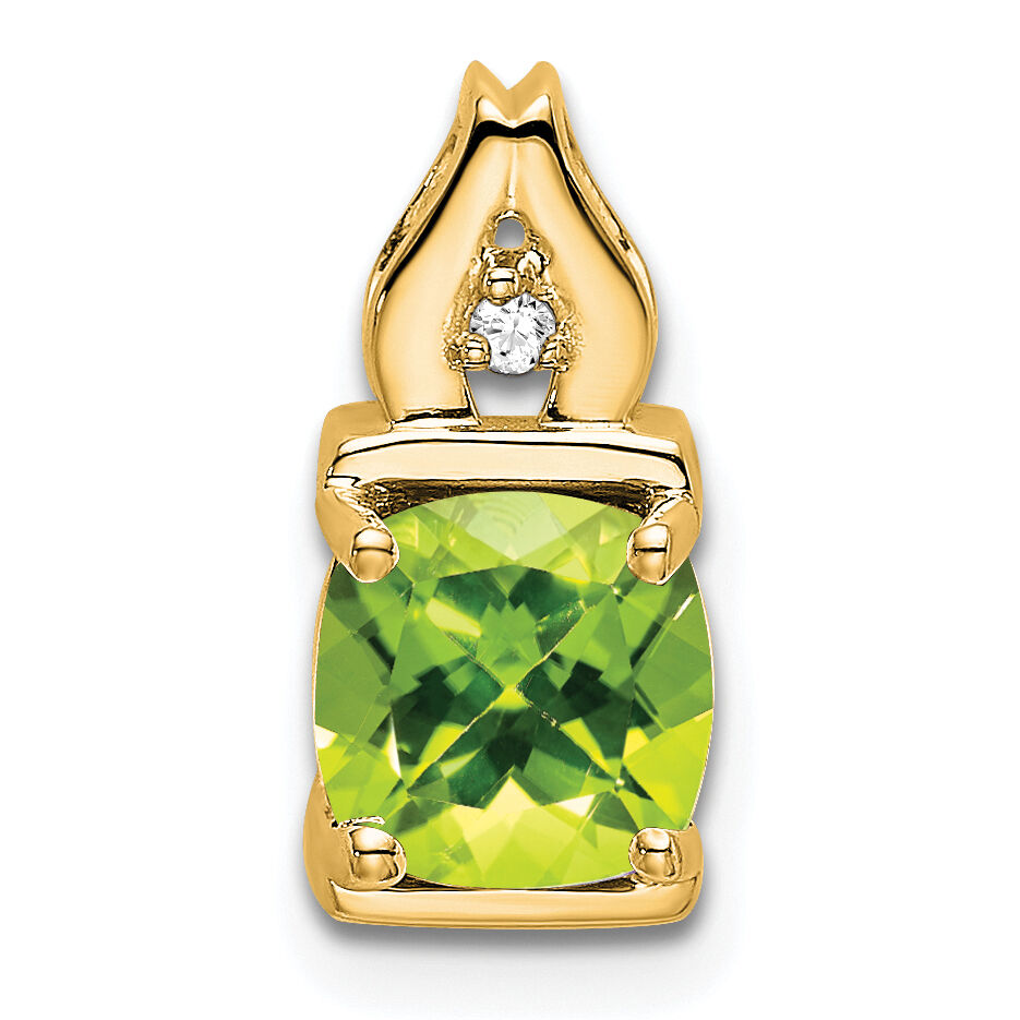 14k Peridot and Diamond Pendant-PM7054-PE-001-YA