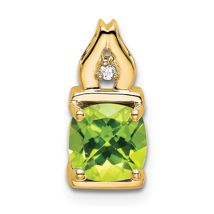 14k Peridot and Diamond Pendant-PM7054-PE-001-YA