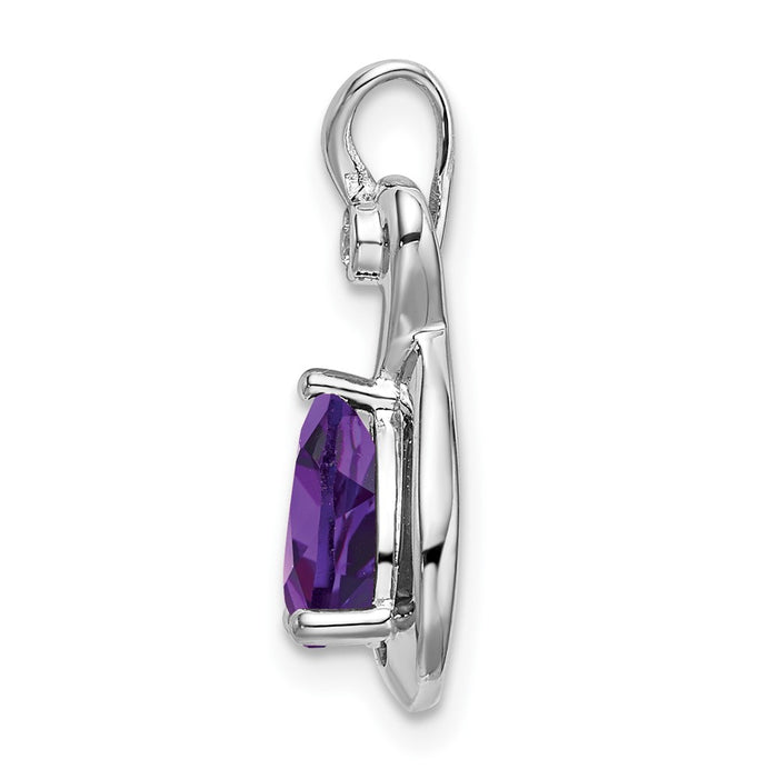 14k White Gold Pear Amethyst and Diamond Pendant-PM7055-AM-002-WA