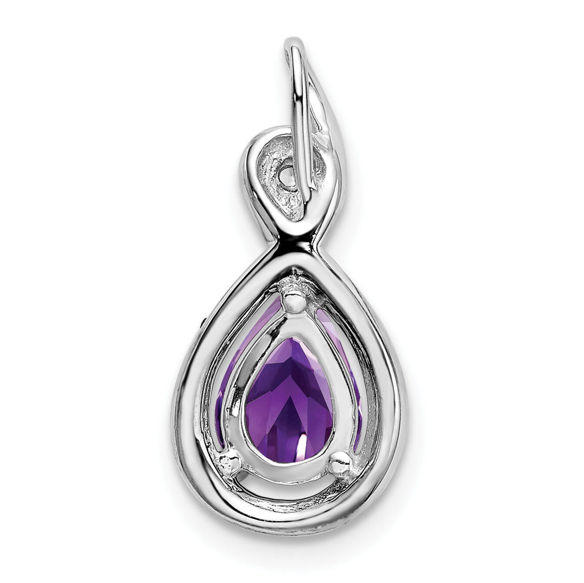 14k White Gold Pear Amethyst and Diamond Pendant-PM7055-AM-002-WA