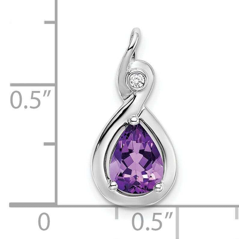 14k White Gold Pear Amethyst and Diamond Pendant-PM7055-AM-002-WA