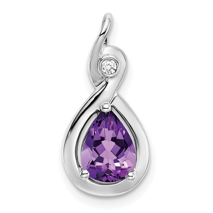 14k White Gold Pear Amethyst and Diamond Pendant-PM7055-AM-002-WA