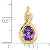 14k Pear Amethyst and Diamond Pendant-PM7055-AM-002-YA