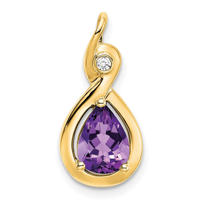14k Pear Amethyst and Diamond Pendant-PM7055-AM-002-YA