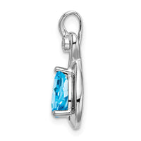 14k White Gold Pear Blue Topaz and Diamond Pendant-PM7055-BT-002-WA