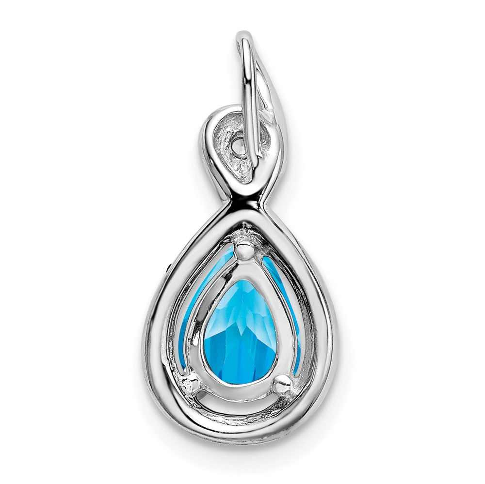 14k White Gold Pear Blue Topaz and Diamond Pendant-PM7055-BT-002-WA