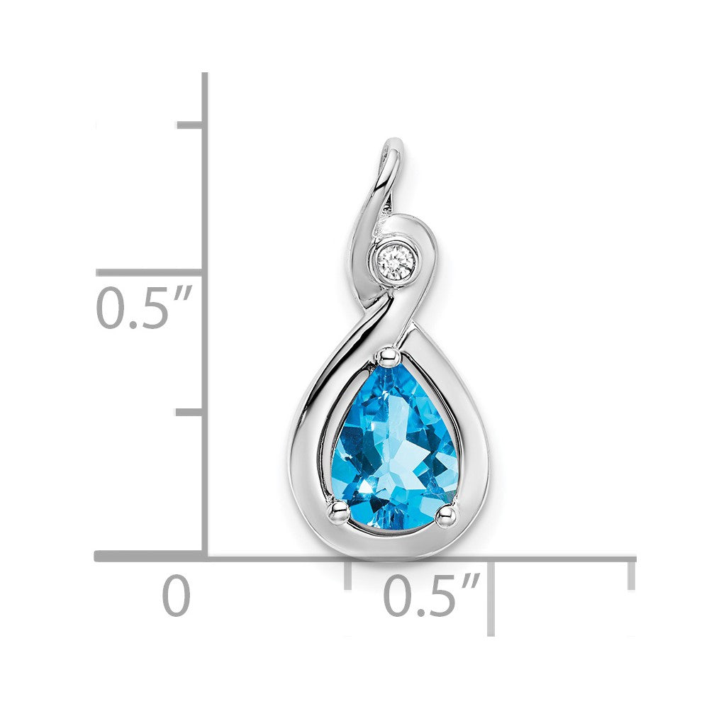 14k White Gold Pear Blue Topaz and Diamond Pendant-PM7055-BT-002-WA