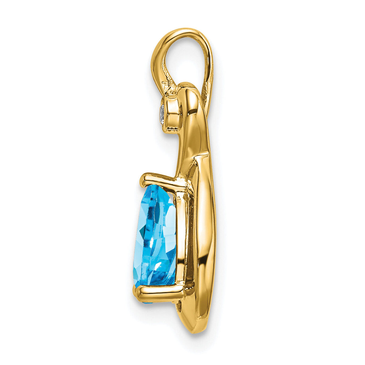 14k Pear Blue Topaz and Diamond Pendant-PM7055-BT-002-YA
