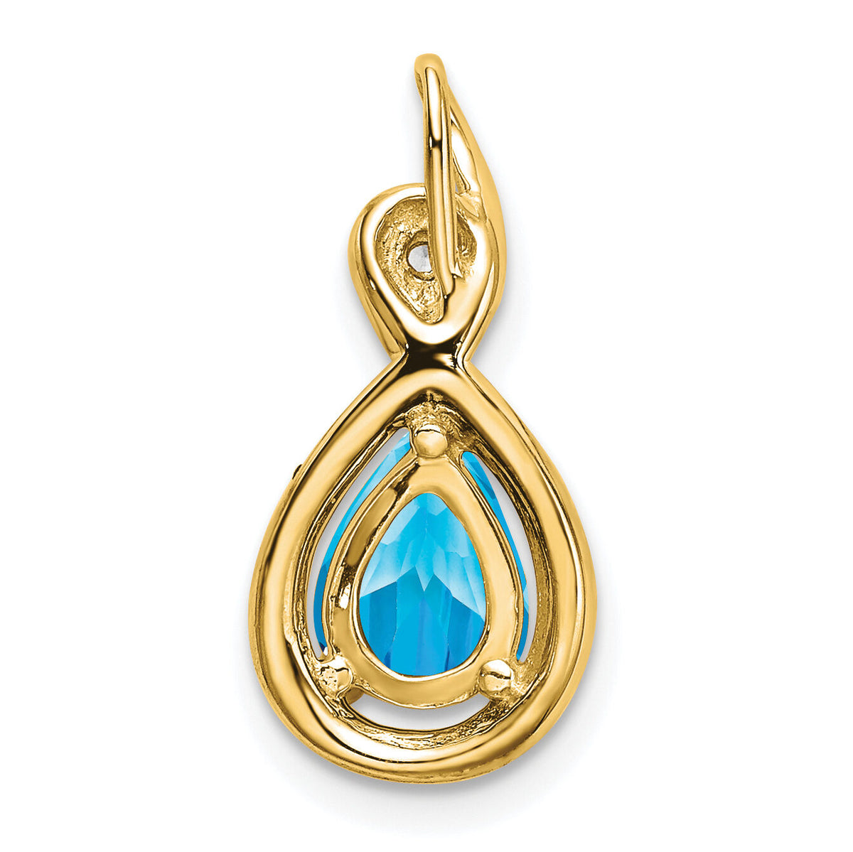 14k Pear Blue Topaz and Diamond Pendant-PM7055-BT-002-YA