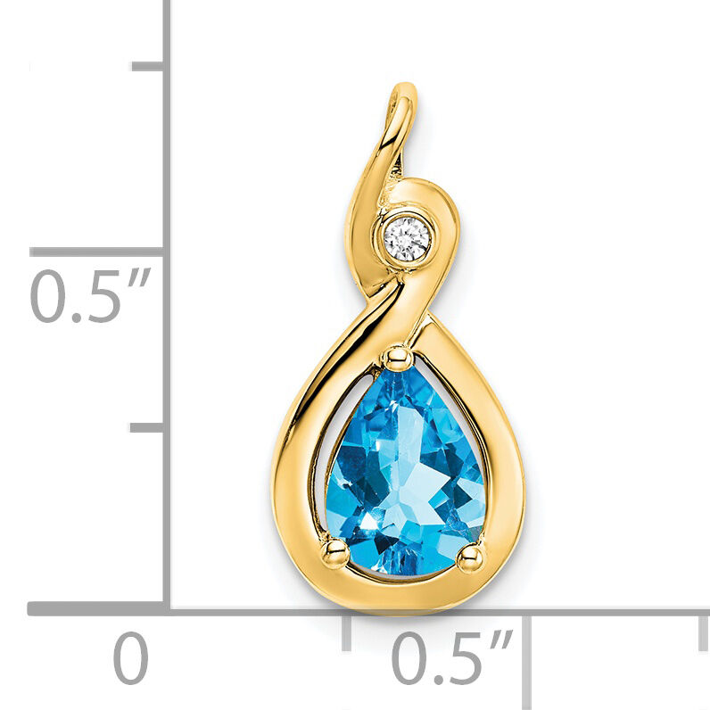 14k Pear Blue Topaz and Diamond Pendant-PM7055-BT-002-YA