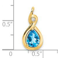 14k Pear Blue Topaz and Diamond Pendant-PM7055-BT-002-YA
