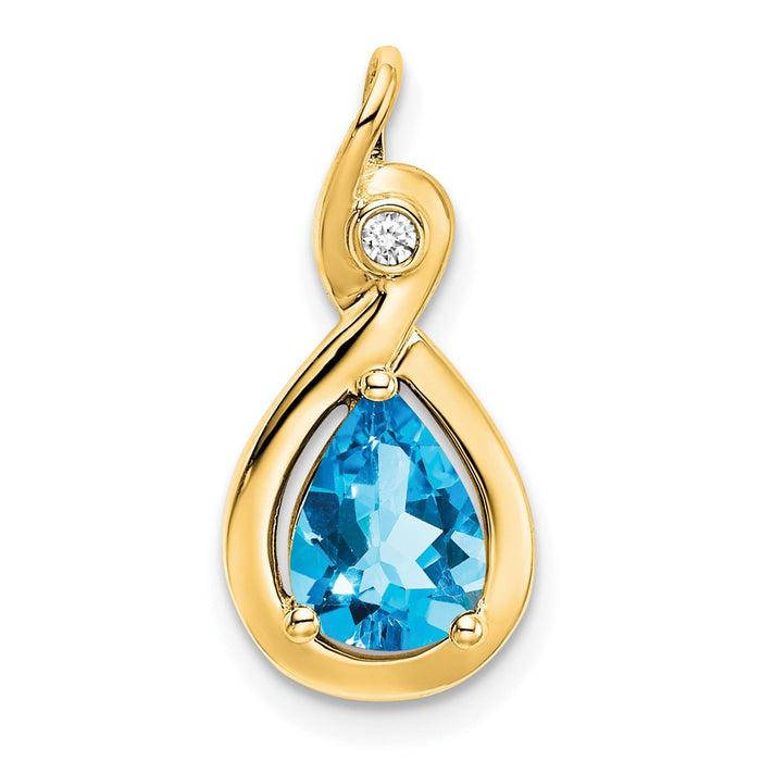 14k Pear Blue Topaz and Diamond Pendant-PM7055-BT-002-YA
