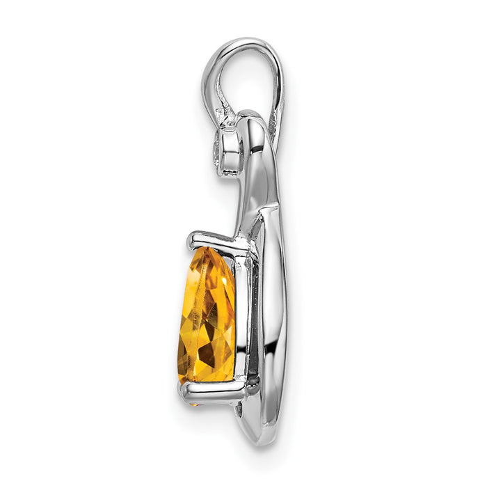 14k White Gold Pear Citrine and Diamond Pendant-PM7055-CI-002-WA