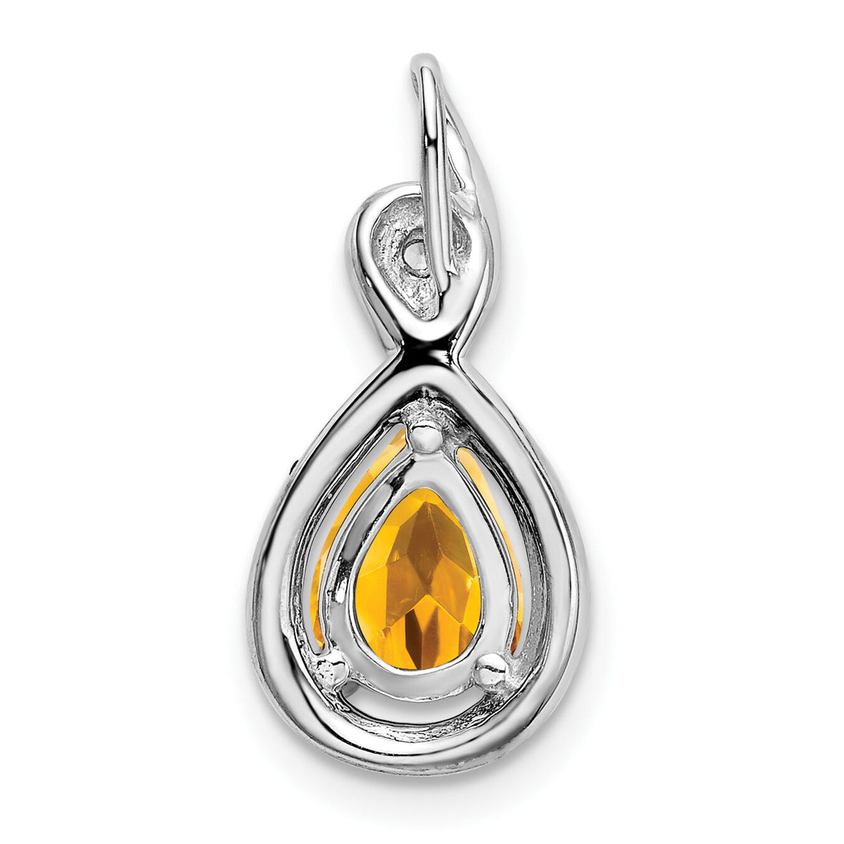 14k White Gold Pear Citrine and Diamond Pendant-PM7055-CI-002-WA