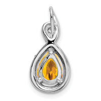 14k White Gold Pear Citrine and Diamond Pendant-PM7055-CI-002-WA