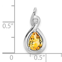14k White Gold Pear Citrine and Diamond Pendant-PM7055-CI-002-WA