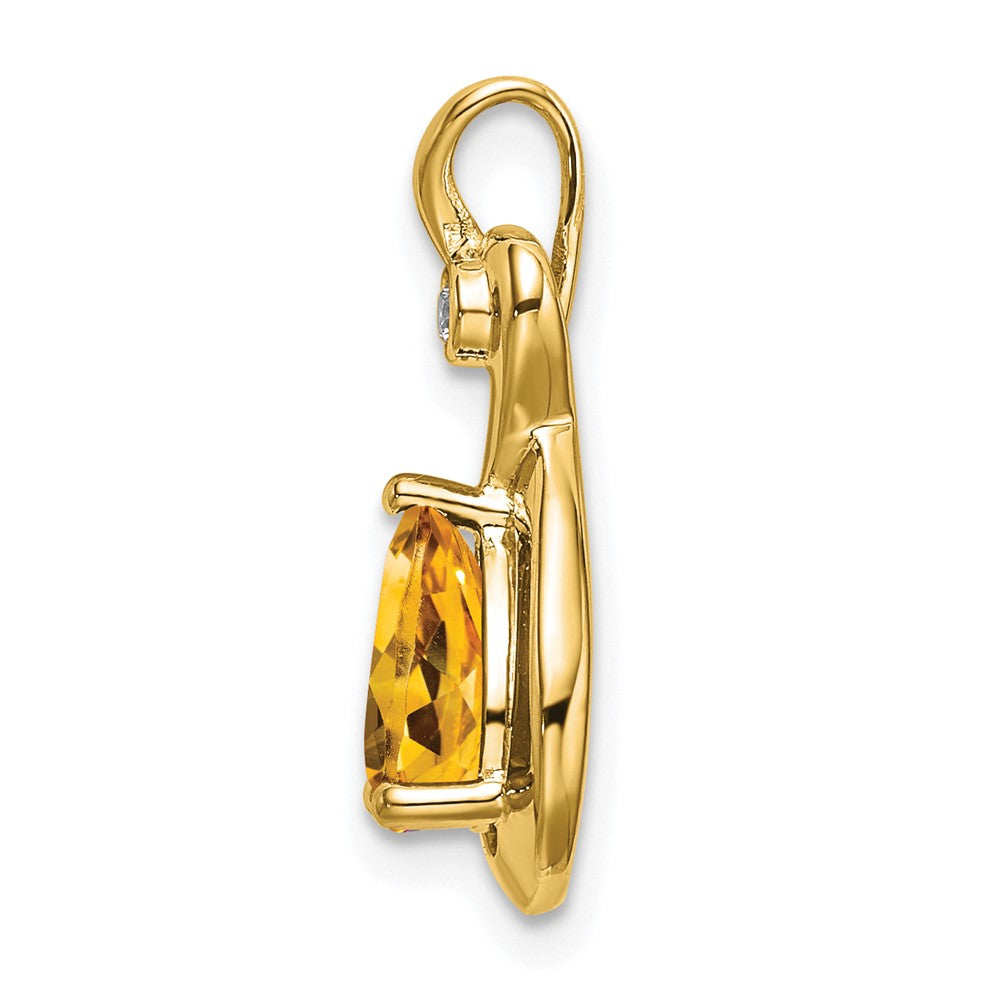 14k Pear Citrine and Diamond Pendant-PM7055-CI-002-YA