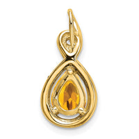 14k Pear Citrine and Diamond Pendant-PM7055-CI-002-YA
