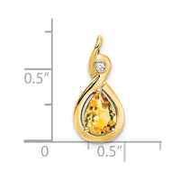 14k Pear Citrine and Diamond Pendant-PM7055-CI-002-YA