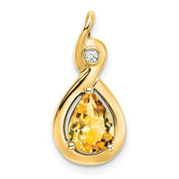 14k Pear Citrine and Diamond Pendant-PM7055-CI-002-YA