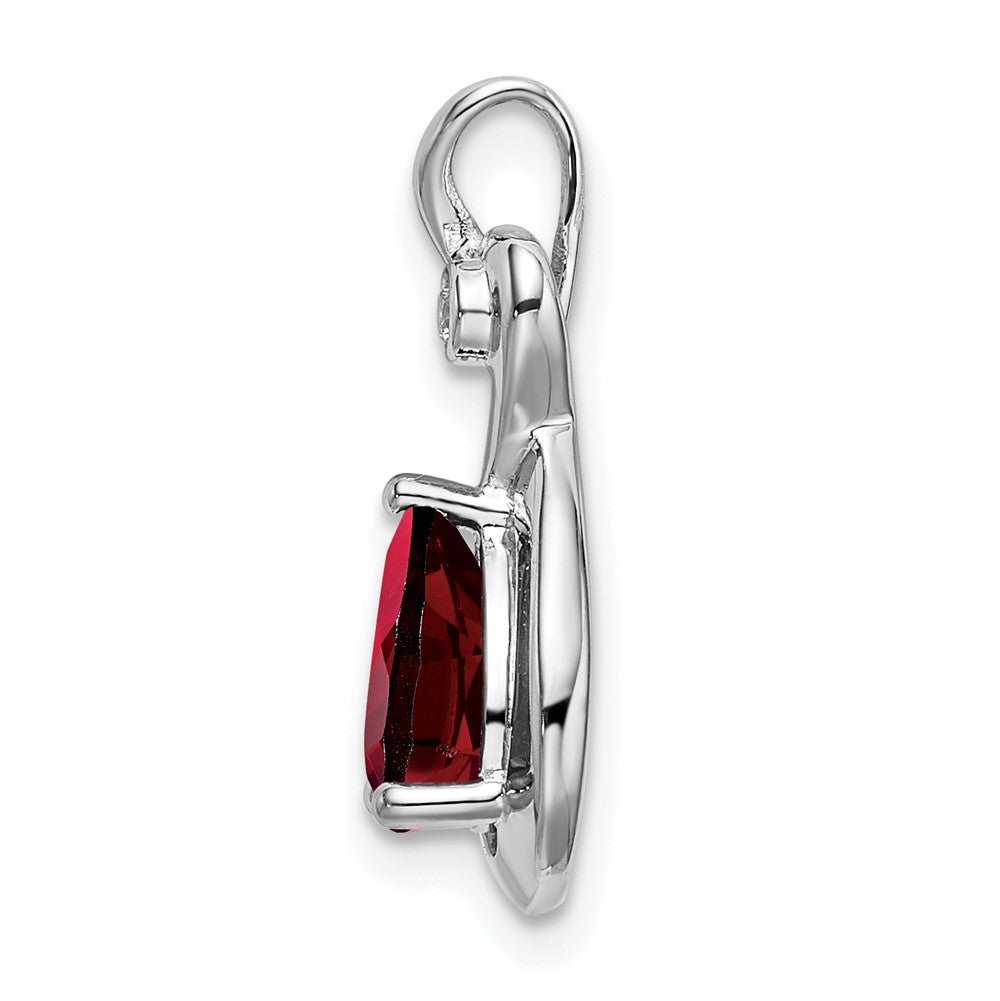 14k White Gold Pear Garnet and Diamond Pendant-PM7055-GA-002-WA