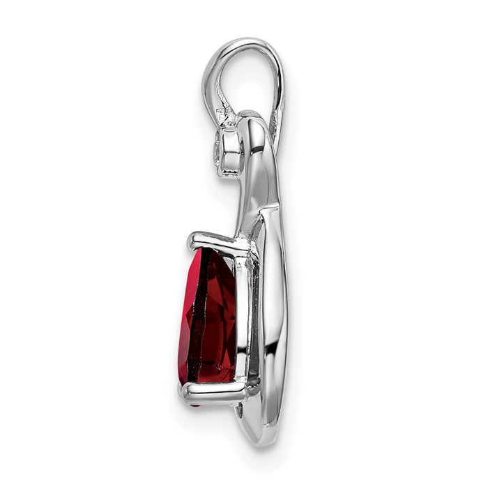 14k White Gold Pear Garnet and Diamond Pendant-PM7055-GA-002-WA
