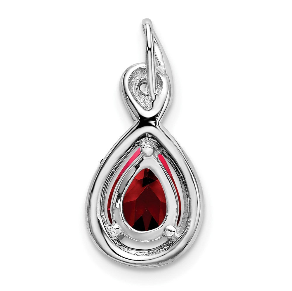 14k White Gold Pear Garnet and Diamond Pendant-PM7055-GA-002-WA
