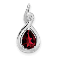 14k White Gold Pear Garnet and Diamond Pendant-PM7055-GA-002-WA