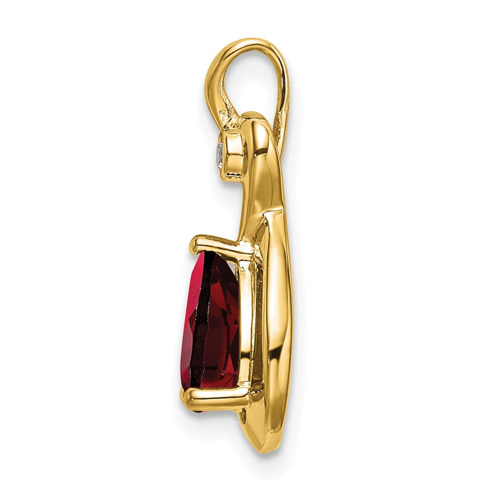14k Pear Garnet and Diamond Pendant-PM7055-GA-002-YA