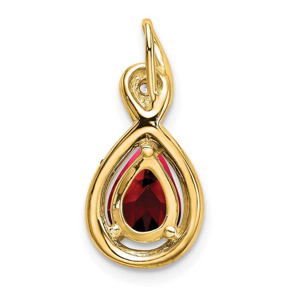 14k Pear Garnet and Diamond Pendant-PM7055-GA-002-YA