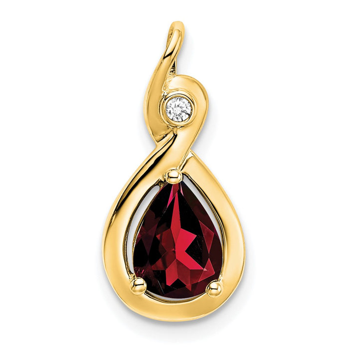 14k Pear Garnet and Diamond Pendant-PM7055-GA-002-YA