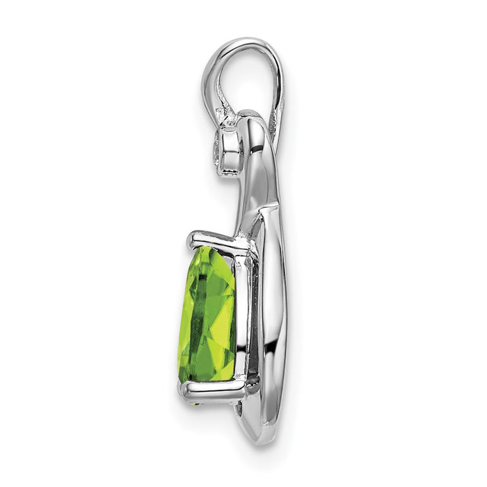 14k White Gold Pear Peridot and Diamond Pendant-PM7055-PE-002-WA