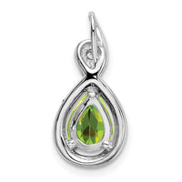 14k White Gold Pear Peridot and Diamond Pendant-PM7055-PE-002-WA
