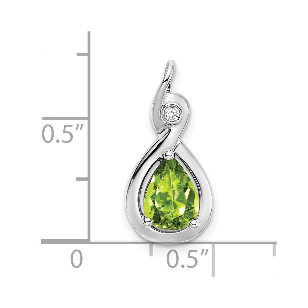14k White Gold Pear Peridot and Diamond Pendant-PM7055-PE-002-WA