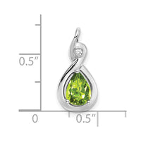 14k White Gold Pear Peridot and Diamond Pendant-PM7055-PE-002-WA