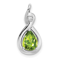 14k White Gold Pear Peridot and Diamond Pendant-PM7055-PE-002-WA