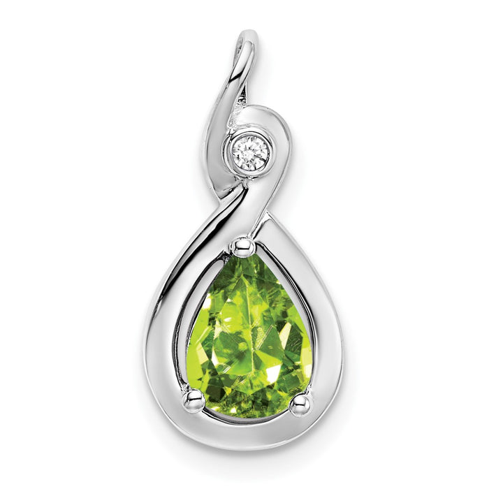 14k White Gold Pear Peridot and Diamond Pendant-PM7055-PE-002-WA