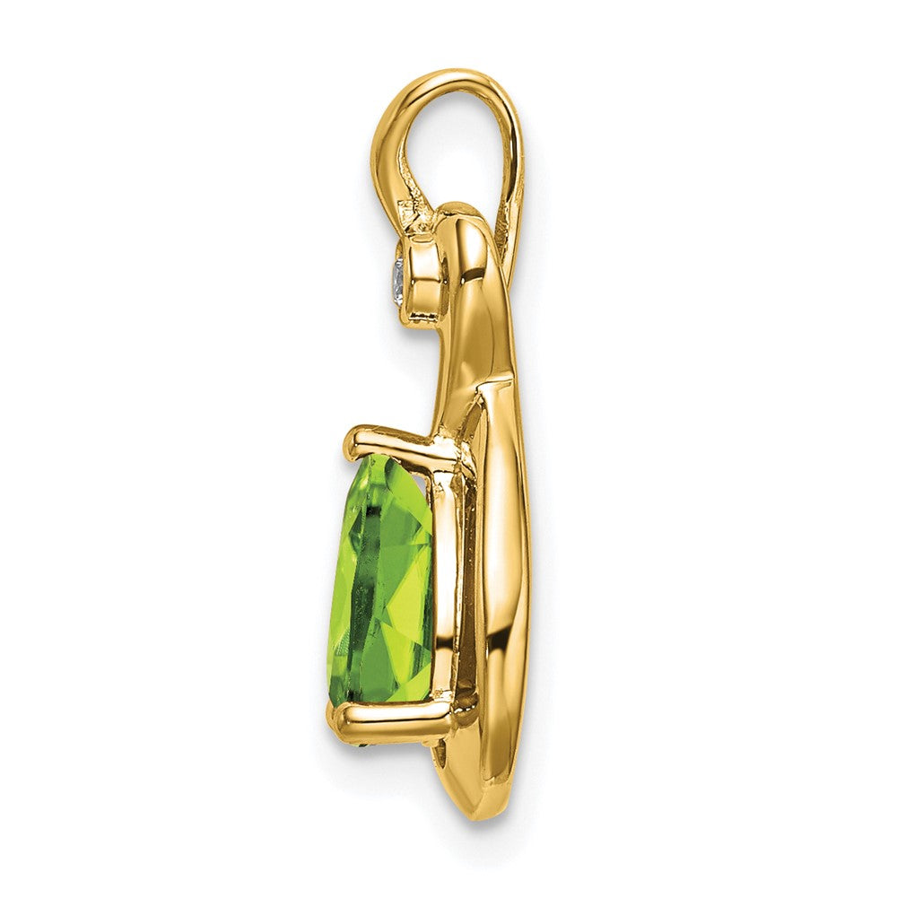 14k Pear Peridot and Diamond Pendant-PM7055-PE-002-YA
