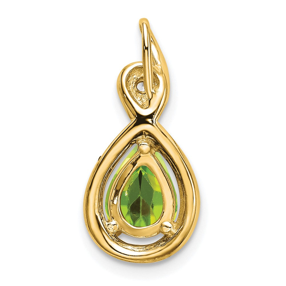 14k Pear Peridot and Diamond Pendant-PM7055-PE-002-YA