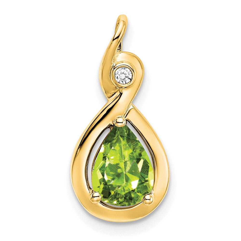 14k Pear Peridot and Diamond Pendant-PM7055-PE-002-YA