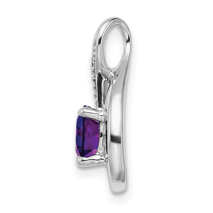 14k White Gold Amethyst and Diamond Pendant-PM7056-AM-003-WA