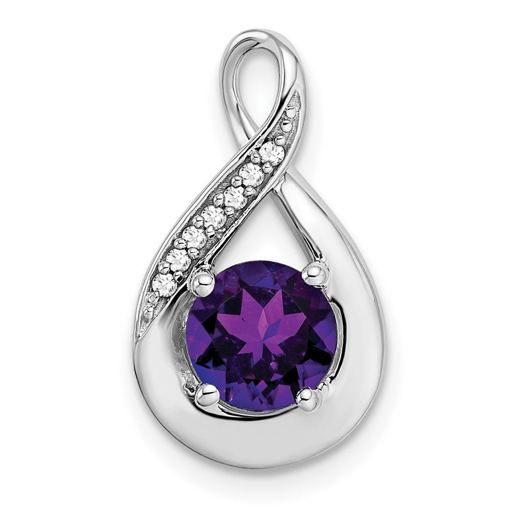 14k White Gold Amethyst and Diamond Pendant-PM7056-AM-003-WA