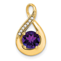 14k Amethyst and Diamond Pendant-PM7056-AM-003-YA
