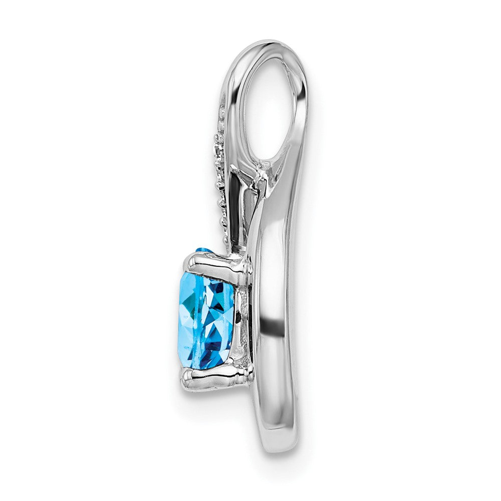 14k White Gold Blue Topaz and Diamond Pendant-PM7056-BT-003-WA