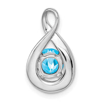14k White Gold Blue Topaz and Diamond Pendant-PM7056-BT-003-WA