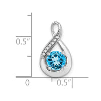 14k White Gold Blue Topaz and Diamond Pendant-PM7056-BT-003-WA